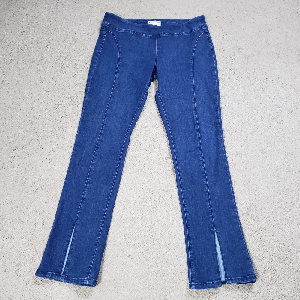 We The Free Jeans Womens Large Blue Double Dutch Slit Skinny Stretch Denim 35x32